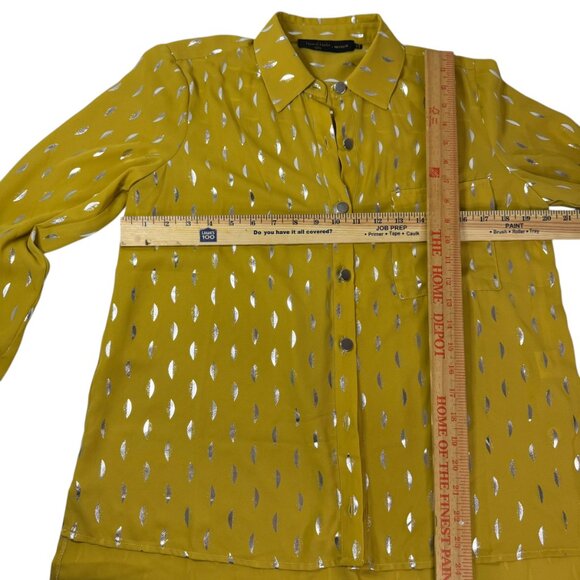 House of Harlow 1960 x Revolve Metallic Button-Down Blouse Yellow Gold Size S - Picture 10 of 10